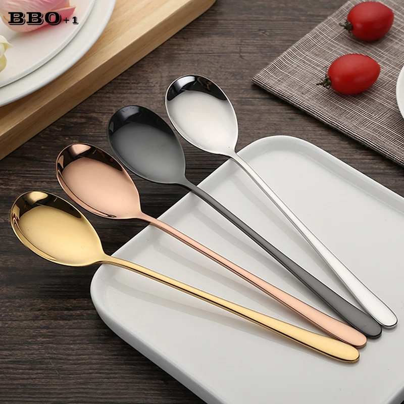 2pcs Metal Korean Dessert Spoon Gold Silver Coffee Spoon 4 Color
