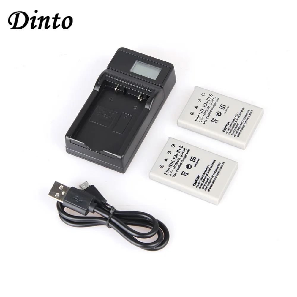 Dinto 2 шт. EN-EL5 EL EL5 ELEL5 цифровой Камера Батарея + USB ЖК-дисплей Дисплей Зарядное