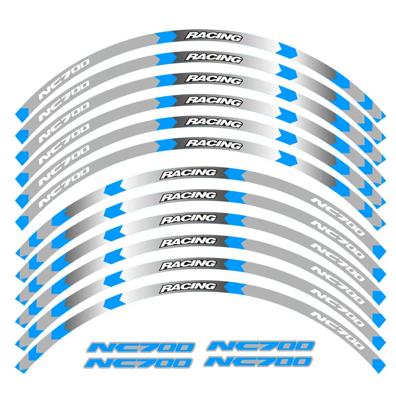 Наклейки для обода колеса мотоцикла, 17 дюймов, колеса для Honda NC700 NC750 S X - Цвет: NC700 B Blue