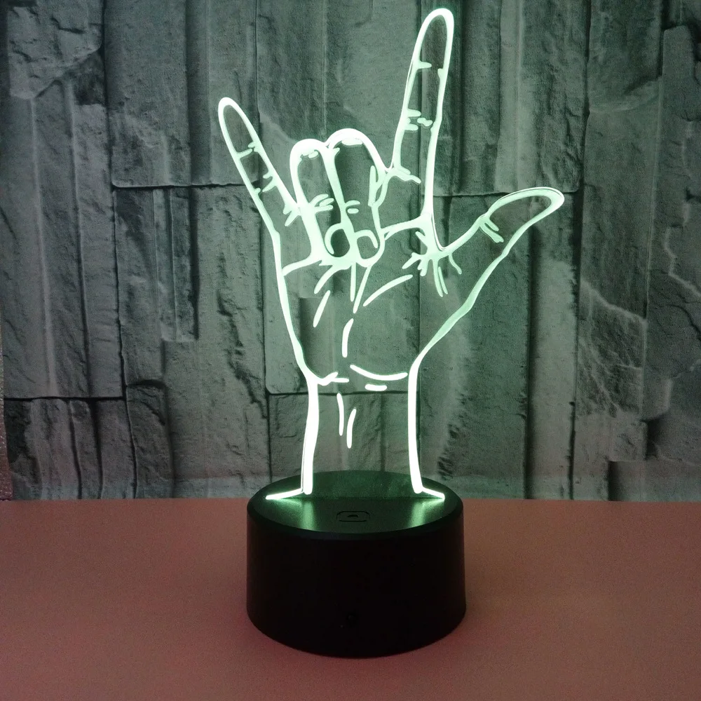 Оптические иллюзии I Love You Sign Language Led 3d настольный ночник Usb романтическое