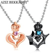 AZIZ BEKKAOUI, модное ожерелье для пары, для женщин и мужчин, уникальная подвеска в виде короны, ожерелье из нержавеющей стали для влюбленных, подарок, Прямая поставка