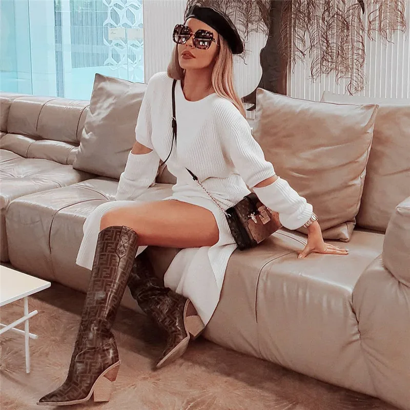 Ellacey 2019 осенне зимний вязаный костюм юбка свитер с круглым вырезом комплект из 2