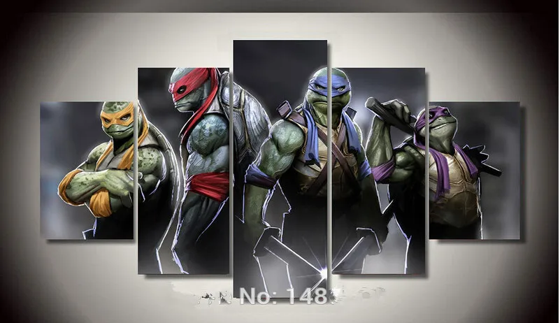 Framed Printed cartoon Teenage Mutant Ninja Turtles Group Painting room decor print film poster canvas Free shipping | Дом и сад