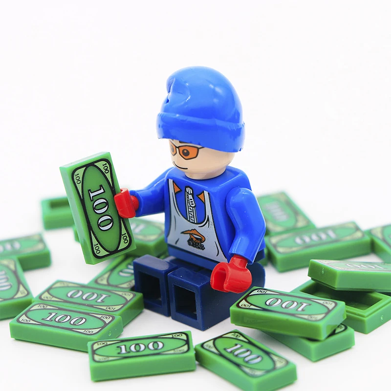 

Compatible LegoINGlys City Accessories Building Blocks 100 Dollar Printed Tile Bank Note Money Cash Bill Brick Toys For Children