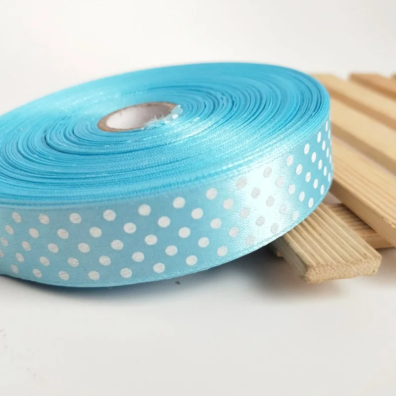 HL 18 мм 5 ярдов/9 ярдов атласные ленты в горошек для свадебной вечеринки украшения рукоделие ткачество Подарочная коробка декоративно-упаковочная лента для изготовления бантов - Цвет: 5 yards blue