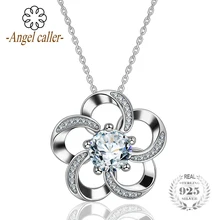 Angel Caller Trendy 925 Sterling Silver Pendant ‘Endless Love’ Flower Pendant Necklace Fine Jewelry CZ charms for women CYD079