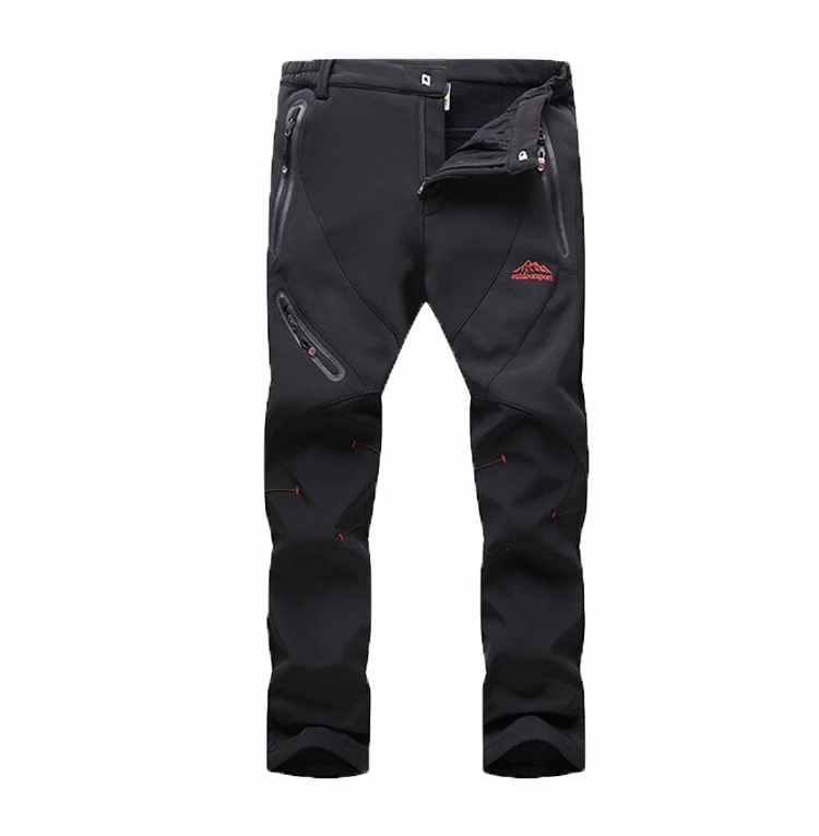 NaranjaSabor 5XL зимние мужские Стрейчевые брюки повседневные флисовые ветрозащитные теплые мужские брюки толстые спортивные брюки Мужская брендовая одежда - Цвет: Black
