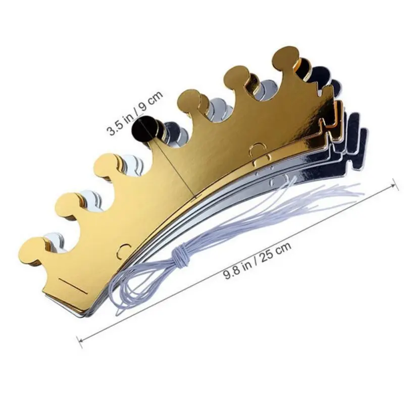 С Днем Рождения Бумаги Шапки Кепки Корона принца, принцессы вечерние украшения Для мальчиков и девочек 5 шт. серебристый+ 5 шт. Золотая Корона 10 шт./упак