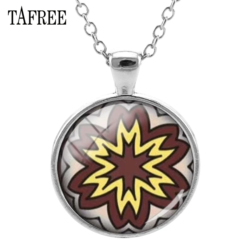 

TAFREE Indian Mandala Pendants Necklace Men Women Fashion Trendy Sacred Geometry Metal Silver Color Statement Jewelry Gift HN383