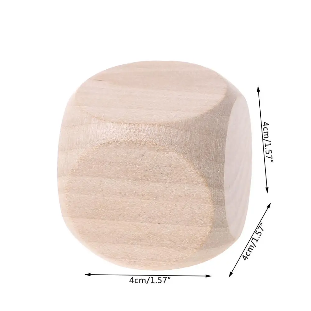 40 мм пустое дерево игральные кости Детские игрушки печать гравировка написать живопись DIY Семейная Игра