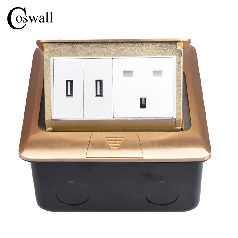 coswall-pure-copper-gold-panel-pop-up-floor-socket-13a-uk-british-standard-power-outlet-with-dual-usb-charge-port-metal-box