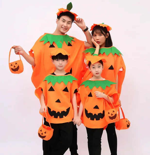 Family Pumpkin Cosplay Costume Children Halloween Clothing Boy Girl