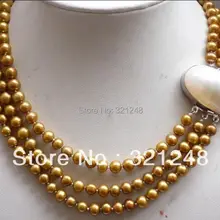 DIY Элегантный 3 ряда 8 мм круглые бусины ожерелье Shell застежка моделируется-жемчужные украшения делая 17-19 дюймов my2330