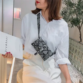 

Women Snake Skin Waist Pack Bag 2019 Fanny Pack Leather Chest Bag Female Fashion Serpentine Belt Bag New Purse Pocket #40