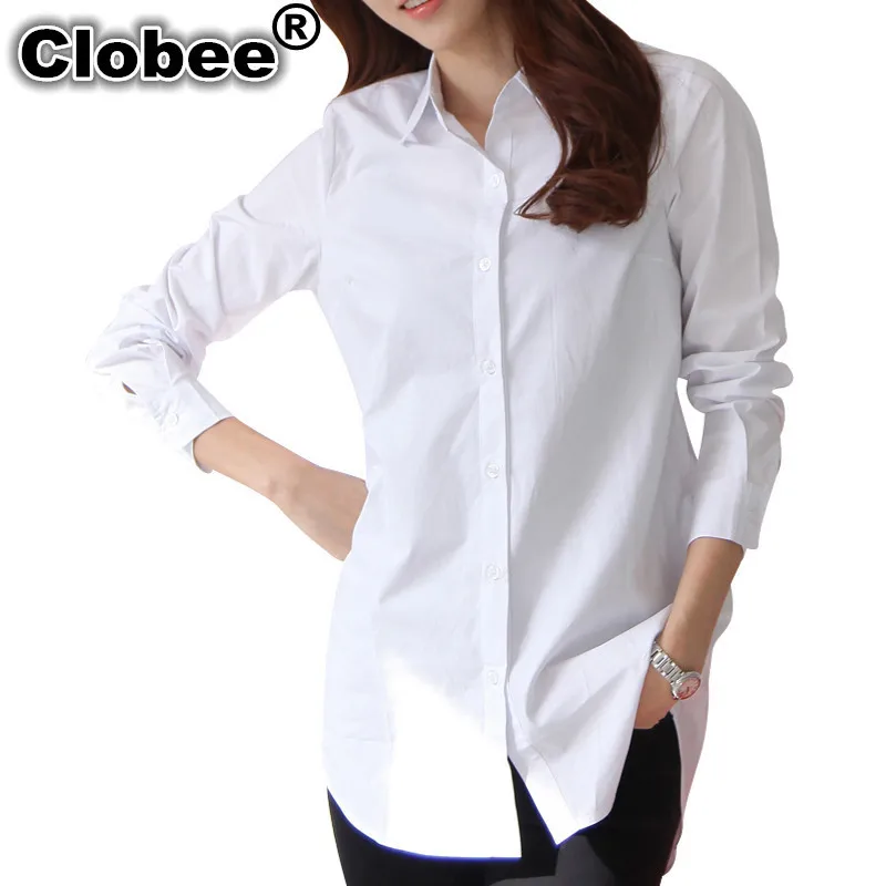 

summer Spring Women Long White Shirts Size Long Sleeve korean Lady Cotton Blouse Tops camisa feminina ladies blusas mujer