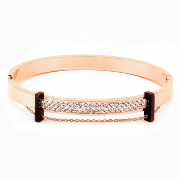 

New 316 Stainless Steel Rose Gold Bracelets Nickel Free Crystal Spring Bangle hot Ladies bracelet Gift