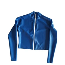 Латекс резина для мужчин темно синие с белой молнией красивый топ размеры XXS-XXL