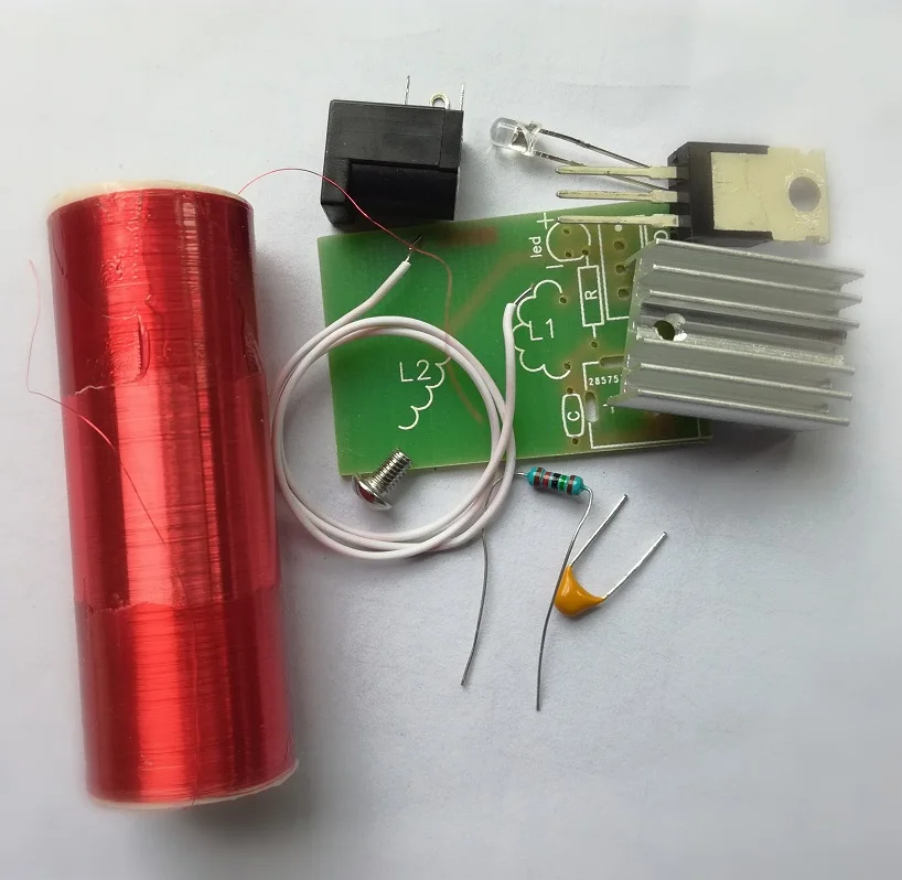 Homemade Tesla coil kit DIY electronic parts production and assembly