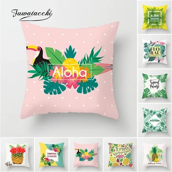 

Fuwatacchi Tropical Rainforest Print Cushion Cover Flamingo Flower Pineapple Leaf Home Decor Pillows Case Chair Pillow Cover