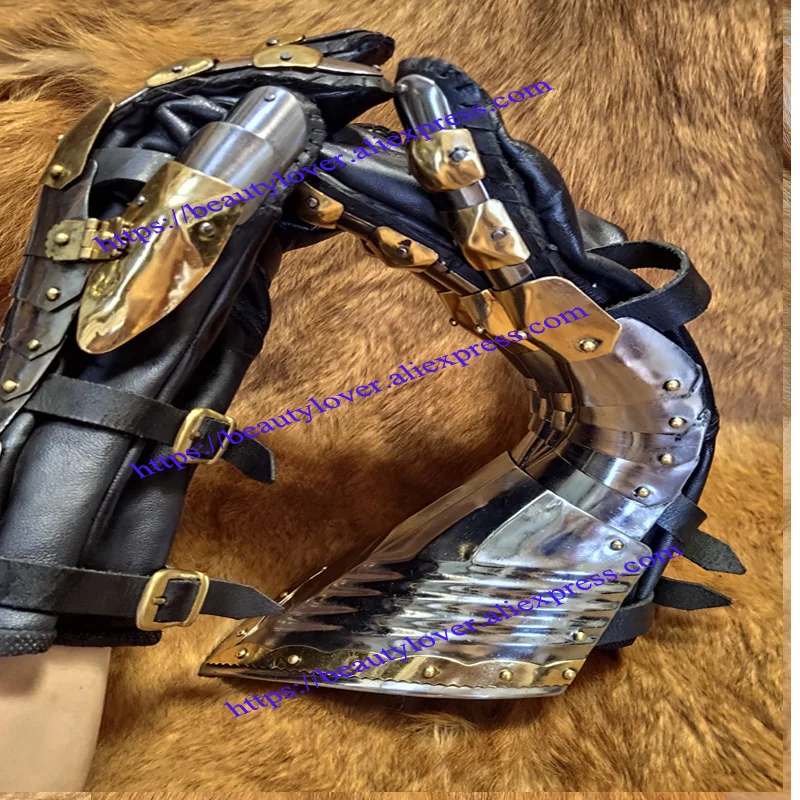 

Halloween cosplay Medieval knight Steel gloves European 15th Century Grand Duke Gothic Armor Brass Gothic Luxury Handguards