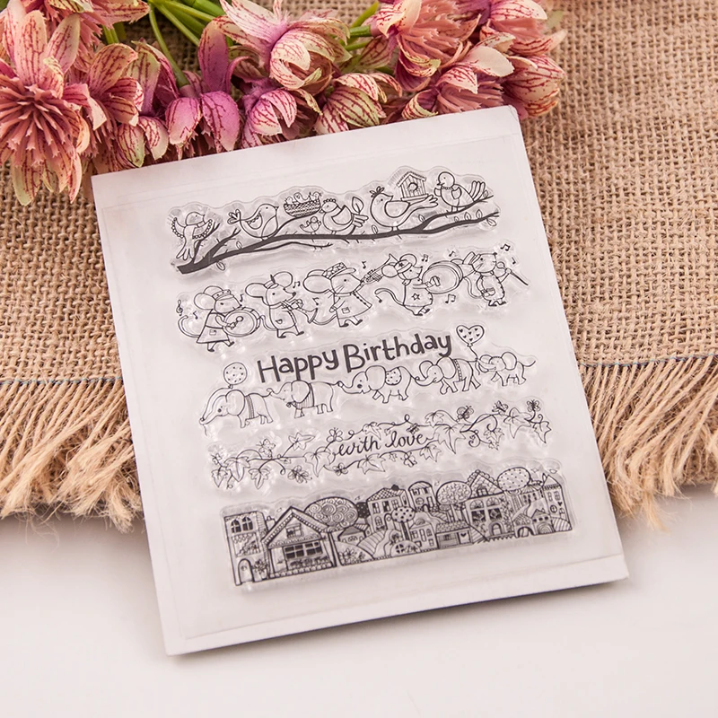 

happy Birthday Transparent Clear Silicone Stamp/Seal for DIY scrapbooking/photo album Decorative clear stamp sheets