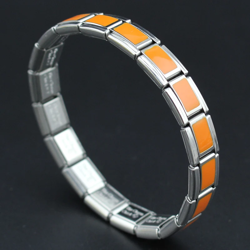 

Hapiship 2018 New 9mm Width Fashion Women Lady Jewelry Stainless Steel Orange Glaze 6.8" Bracelet Bangle