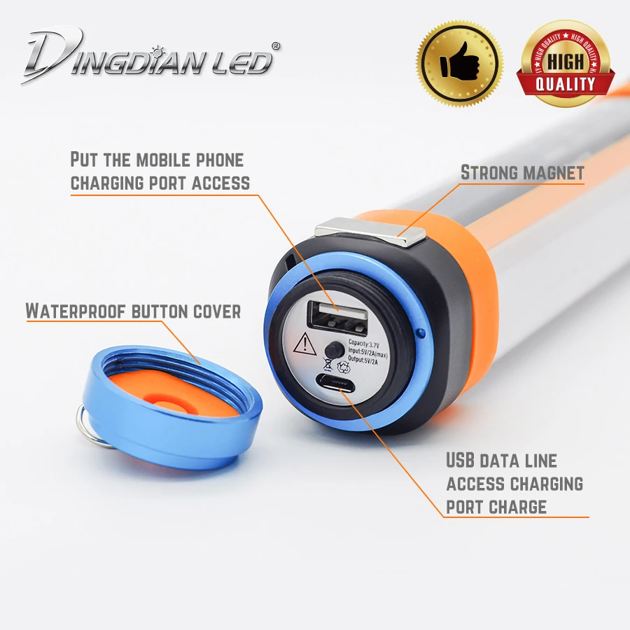 DINGDIAN USB Перезаряжаемый фонарик водонепроницаемый фонарь Powerbank портативные фонари походные аварийные Кемпинг SOS вспышка света