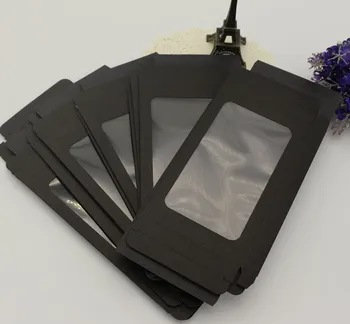 

black Paper Retail Box Packaging / Black Package boxes for Cell Phone Cases black window jewelry boxes