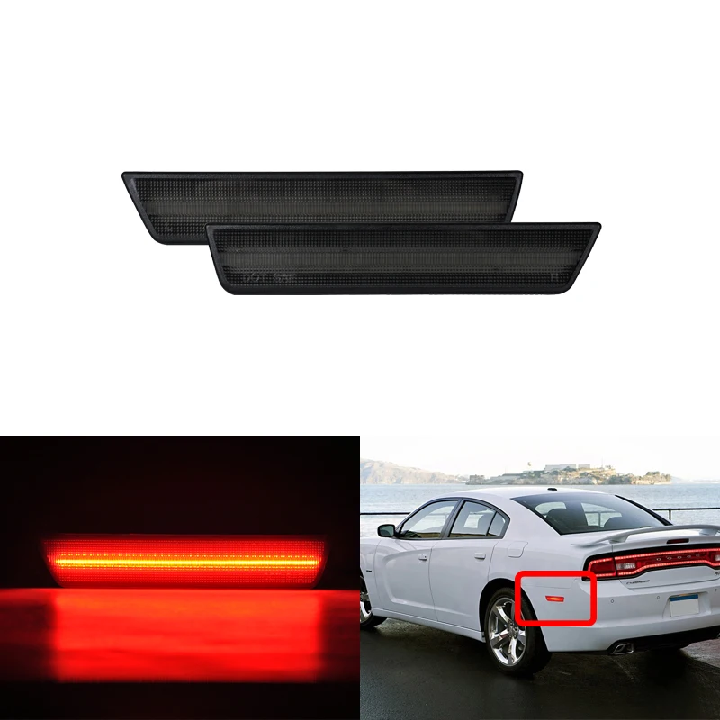 

Direct Fits For Dodge Charger 11-14 Challenger Smoke Tinted Red Rear Led Side Marker Turn Signal Indicator Lamps