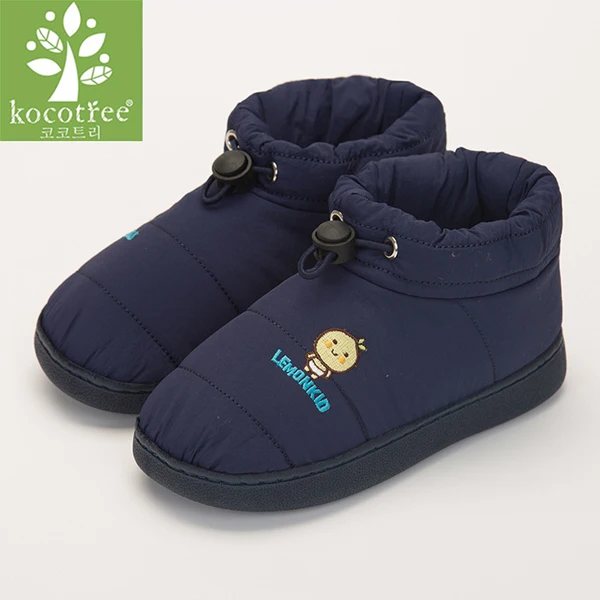 Kocotree/Зимняя Детская домашняя обувь; домашняя хлопковая обувь для мальчиков и девочек; детские короткие ботинки; теплые тапочки для спальни с деревянным полом - Цвет: dark blue