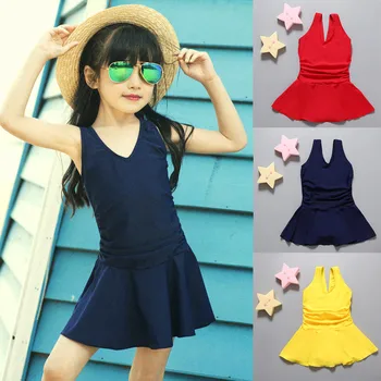 

New Girls Swimwear Bathing Suits Baby swimsuit Kids Girl Sleeveless Solid Bowknot Beach Swimwear Swimsuits Bathing Clothes A1