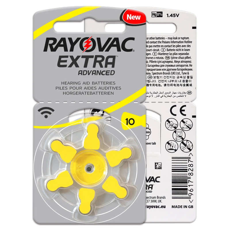 30 штук/5 карты RAYOVAC EXTRA цинковоздушная 1 45 V Производительность батареи слухового