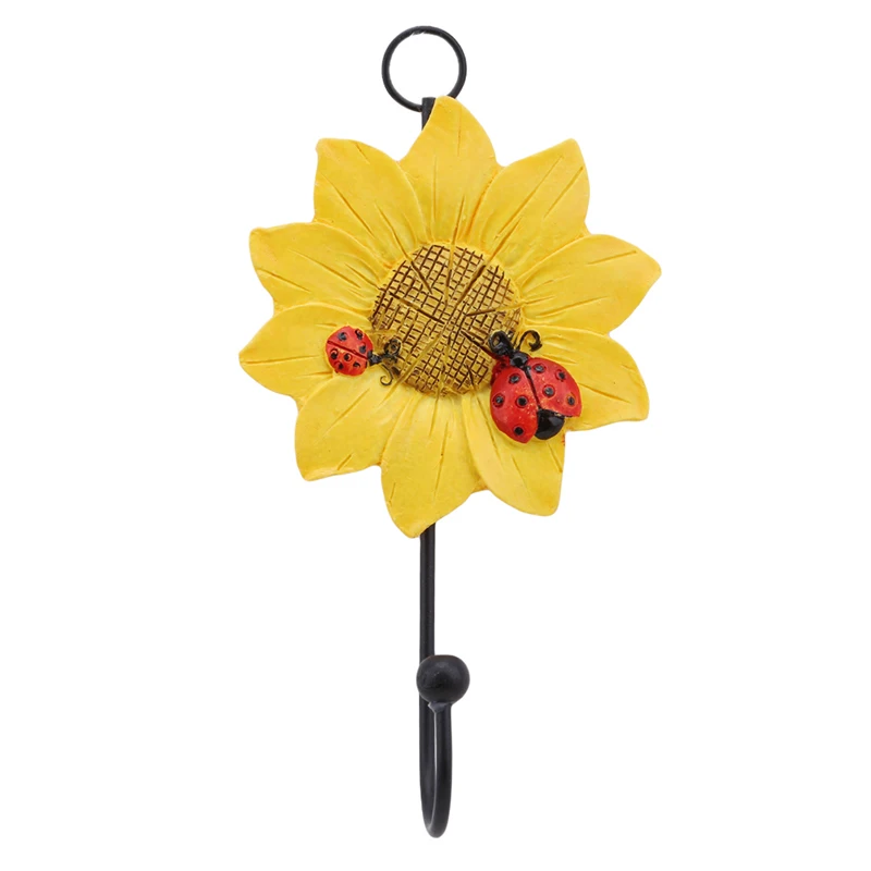 

4 Colors Resin Ladybug Flower Hook for Wall Door Mount Kitchen Bathroom Hanger For Clothes Coat Home Decor Storage Hook