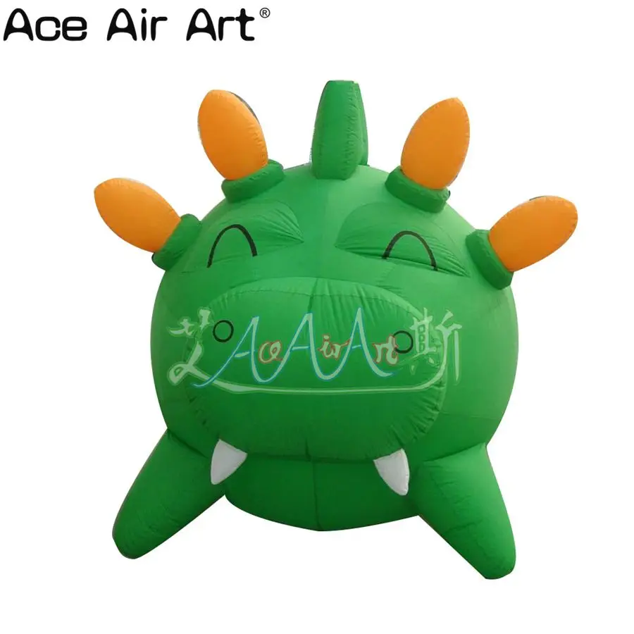 

lovely inflatable animal cartoon decoration model,round inflatable green pig with smile for outdoor