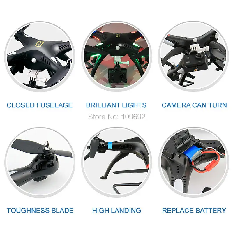  Original H899 RC Quadcopter HuanQi 899 Big Drone HQ899 UAV 2.4G 4CH 6-Axis Helicopter Can Add HD 5M