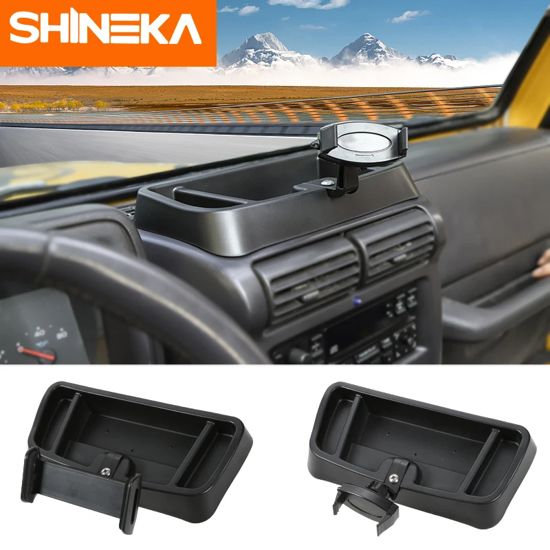 SHINEKA ABS السيارات باد حامل هاتف المحمول دعامة حامل صندوق تخزين ملصقات ل جيب رانجلر TJ 1997-2006