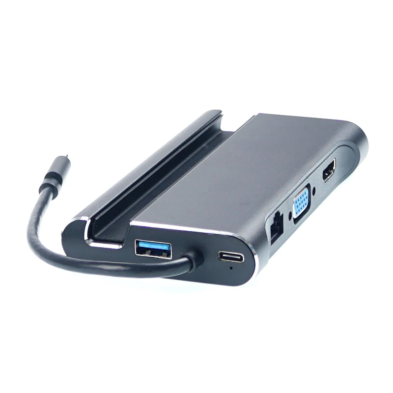 USB C концентратор, 7 в 1 USB C к HDMI VGA USB 3,0 адаптер с портом Ethernet type C зарядка