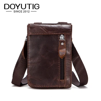 

DOYUTIG Men Genuine Leather Cell Phone Case Bag Purse Cover Pouch Real Cowhide Crossbody Mini Messenger Shoulder Belt PocketG150