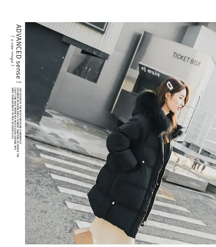 VANGULL Elegant Fur Collar Coat New Winter Thick Jacket Women Long Down cotton Parkas Female Warm Hooded Jacket Coat