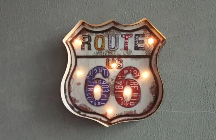 Route 66 неоновая вывеска светодиодный домашний декоративная пластина железная дощечка с надписью металлическая винтажная паба бар настенное художественное украшение