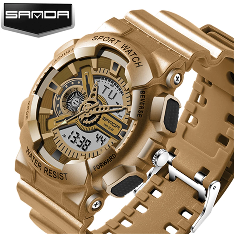 SANDABrandMenShockResistantGoldCasualQuartzWatchesMenSport