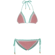 Дамы ручной работы вязаный крючком треугольник бикини бюстгальтер с подкладкой сексуальный купальник грудь бюстгальтер с бретельками Топы