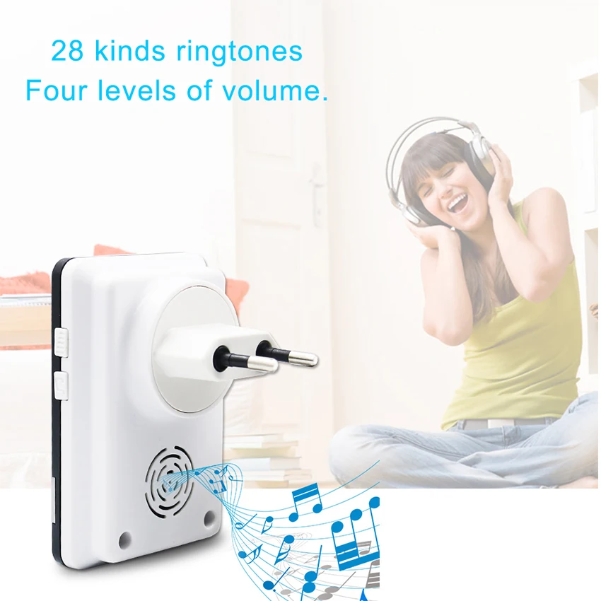 Saful Waterproof IP68 Wireless Doorbell Press Button Transmitter and EU/US Indoor Receiver Self powered Doorbell Accessory Saful Waterproof IP68 Wireless Doorbell Press Button Transmitter and EU/US Indoor Receiver Self powered Doorbell Accessory