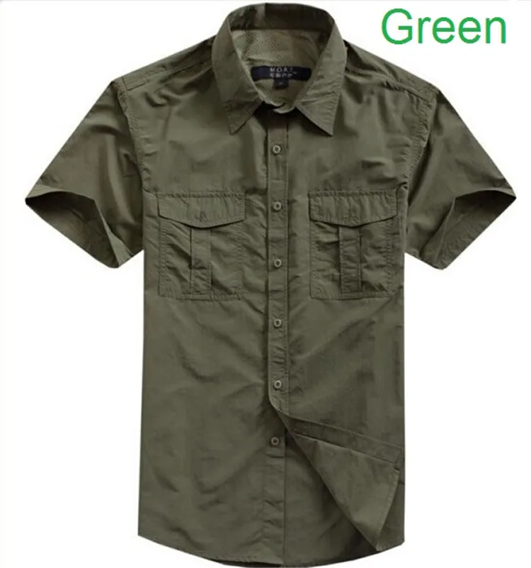Тактический быстрая сушка Для Мужчин's Рубашки с короткими рукавами Открытый Отдых наружное дышащий боевые Военная Униформа Принадлежности для охоты рубашка - Цвет: Green