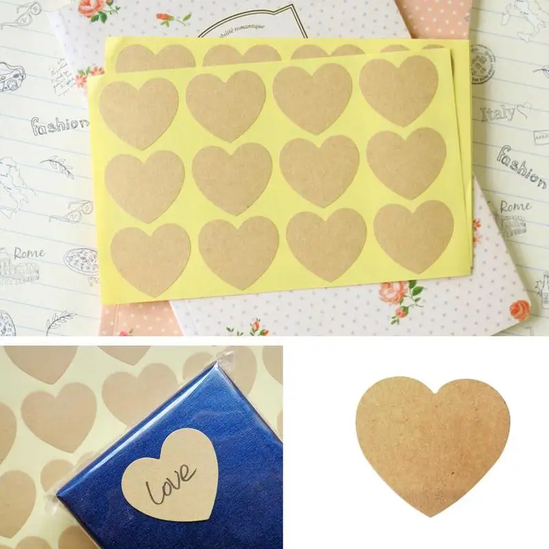 

10pcs Vintage Romantic Heart Sticker Design Kraft Paper Seal Sticker For Gift Packing Retro Packing Label Diy Adhesive Naklejki