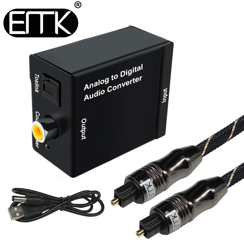 

EMK Analog to Digital Audio TV Converter Adapter Optical Fiber Coaxial Toslink Signal Analog Audio Converter RCA for DVD