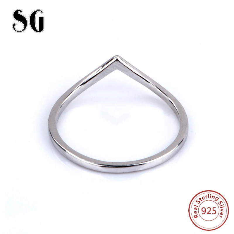SG Новинка 925 пробы Серебряный символ V Форма Треугольник вечность помолвка лучший друг Бесконечная любовь палец кольца для женщин