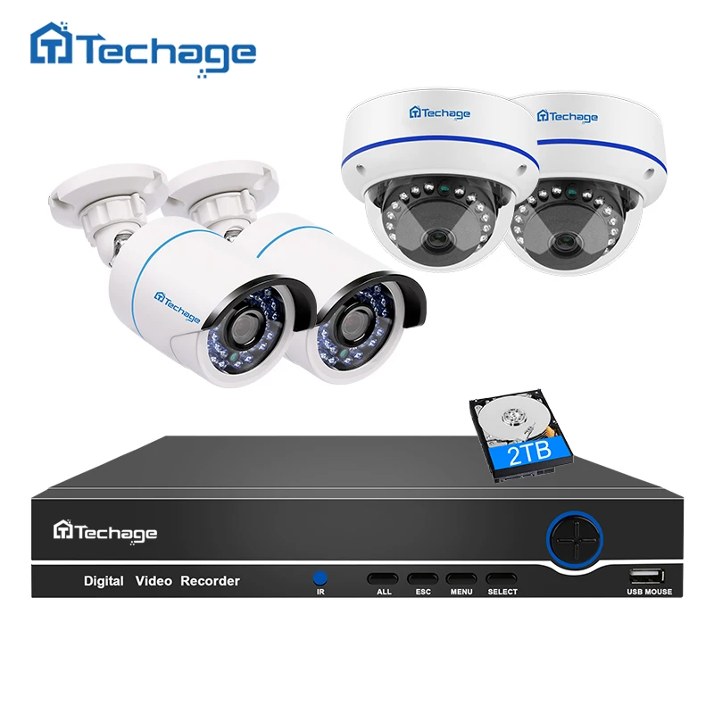 Techage 8CH 1080 P POE CCTV Системы NVR комплект Vandalproof антивандальные купола Крытый Открытый