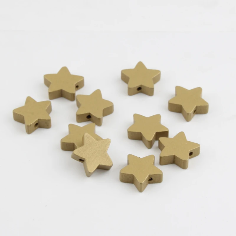 30 шт Gold/Silver Star Форма деревянные бусины для самостоятельного изготовления ювелирных изделий соска клип Spacer Бусины 15x15 мм