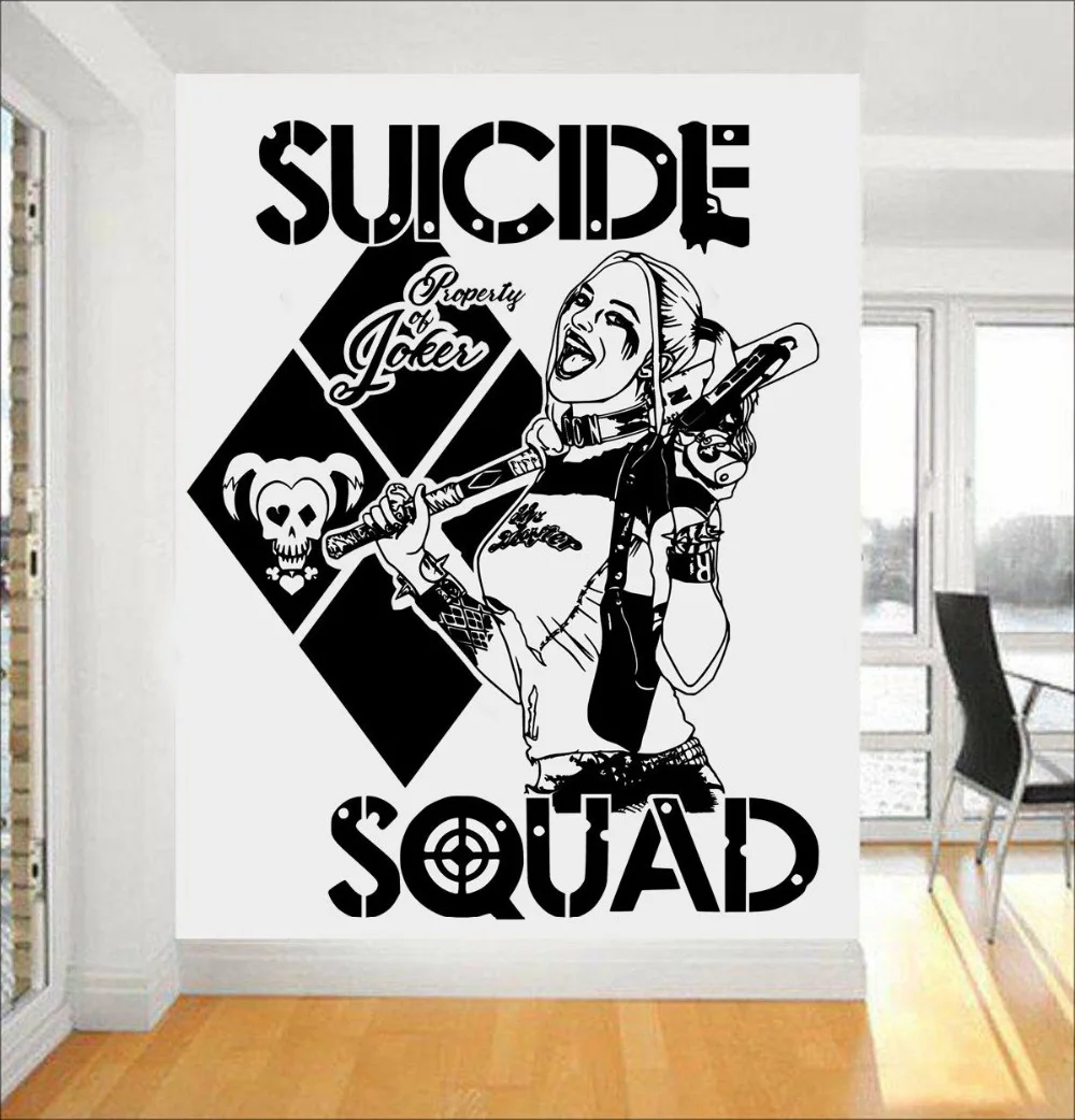 Task Force X Wandaufkleber Zitate Selbstmord Squad Harley Quinn Vinyl Kunst Wandbild Home Sweet Kühle Aufkleber Spezielle Design Dekor SYY454 in Task Force